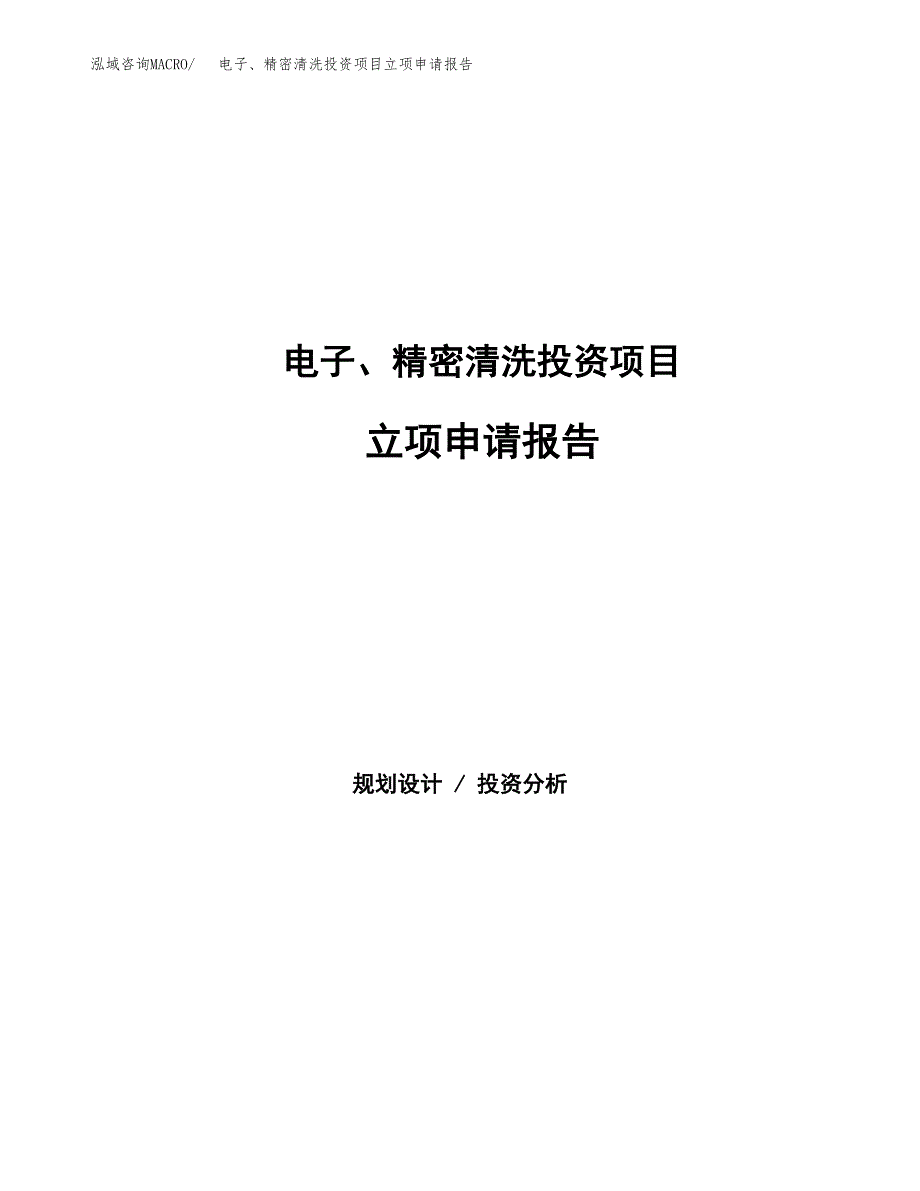 电子、精密清洗投资项目立项申请报告（总投资4000万元）.docx_第1页