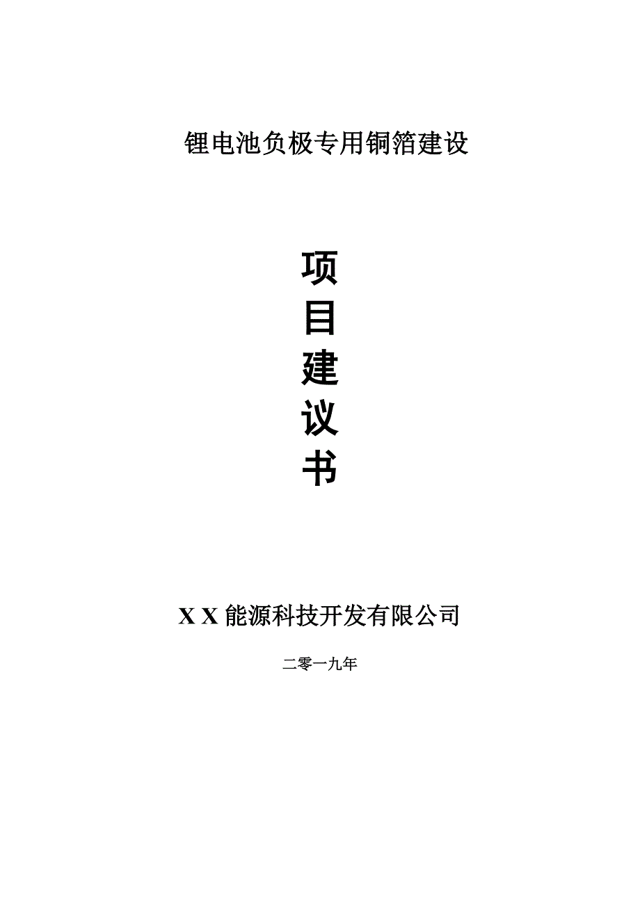 锂电池负极专用铜箔项目建议书-可编辑案例_第1页