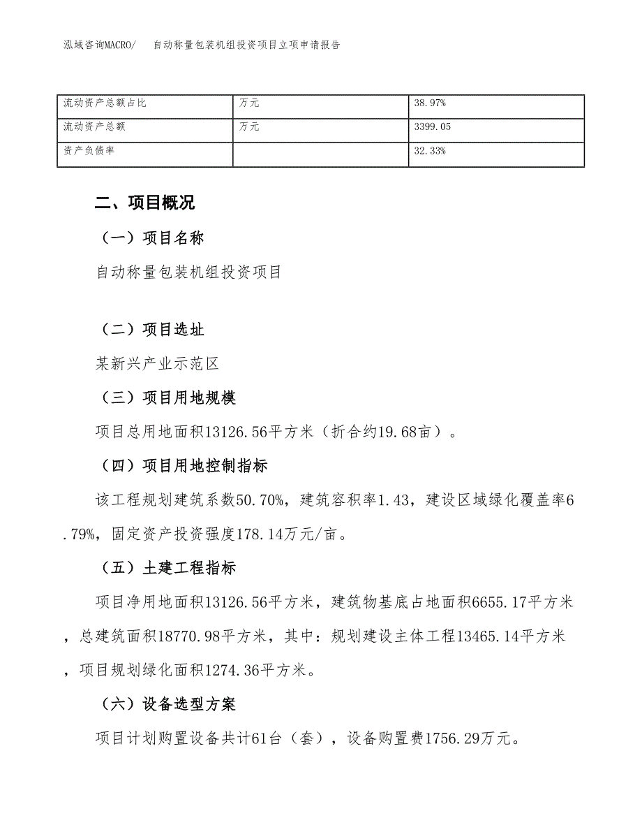 自动称量包装机组投资项目立项申请报告（总投资5000万元）.docx_第4页