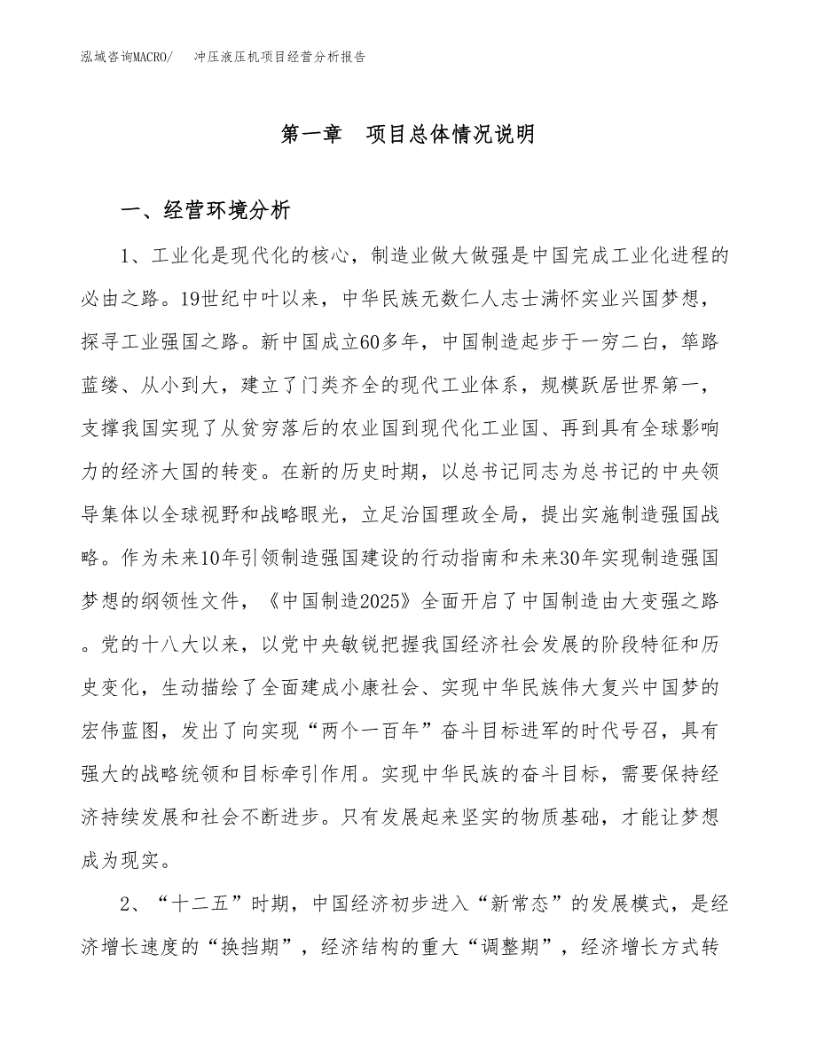 冲压液压机项目经营分析报告（总投资17000万元）.docx_第2页