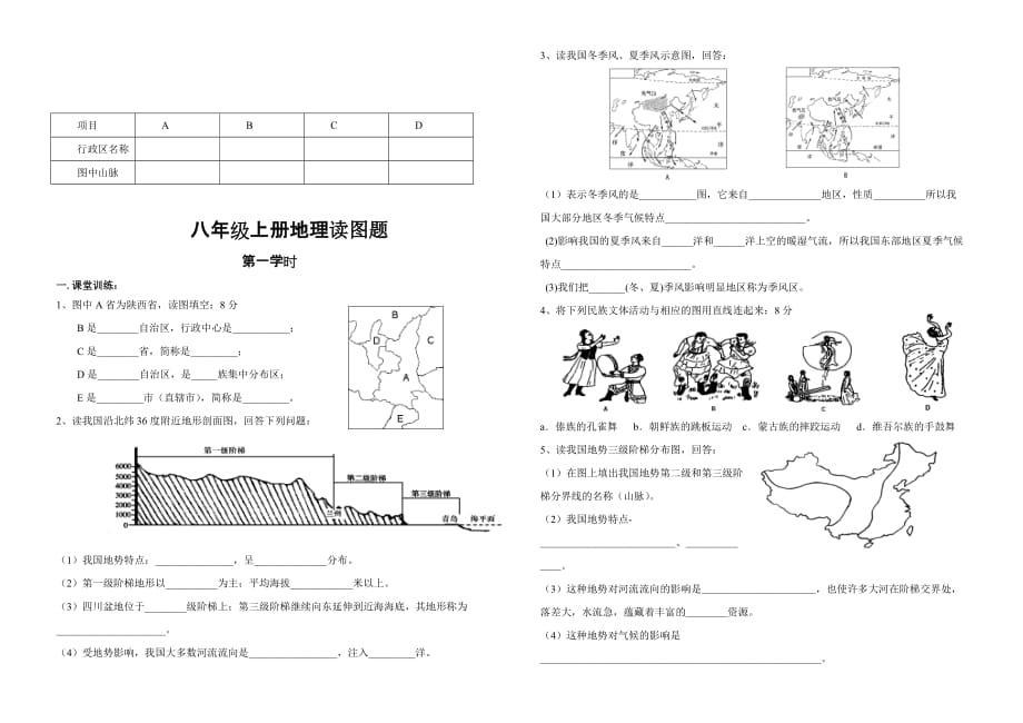 八年级上册地理总复习填空题.doc_第4页