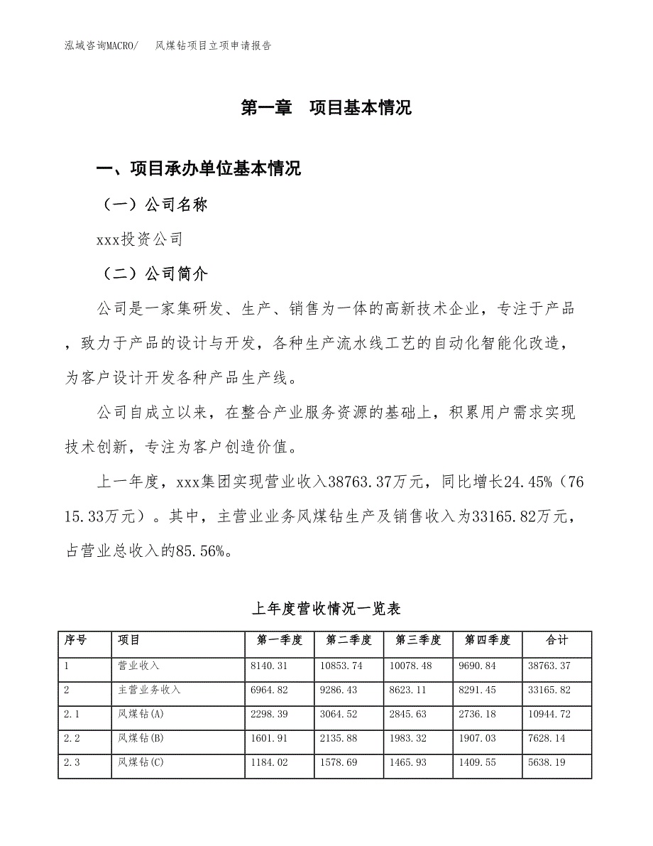 风煤钻项目立项申请报告（总投资19000万元）_第2页