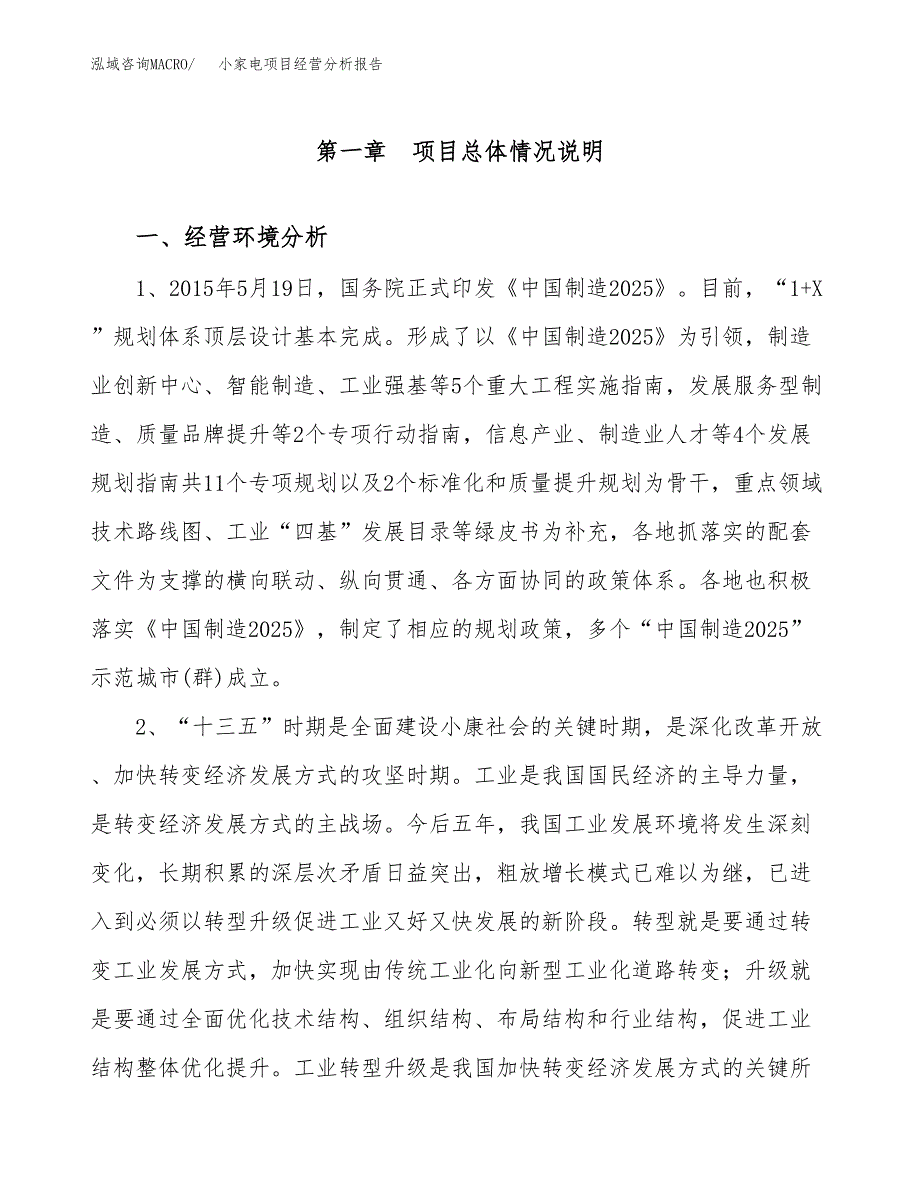 小家电项目经营分析报告（总投资4000万元）.docx_第2页