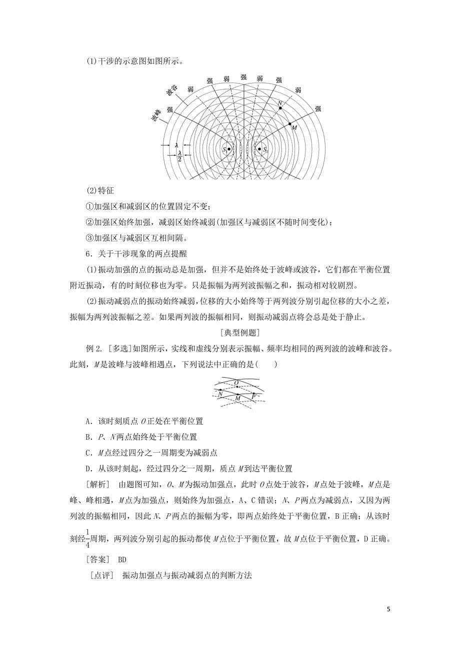 2019高中物理 第十二章 第4节 波的衍射和干涉讲义（含解析）新人教版选修3-4_第5页