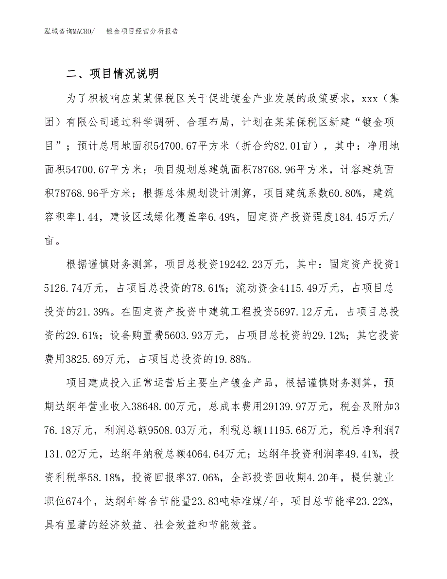 镀金项目经营分析报告（总投资19000万元）.docx_第4页