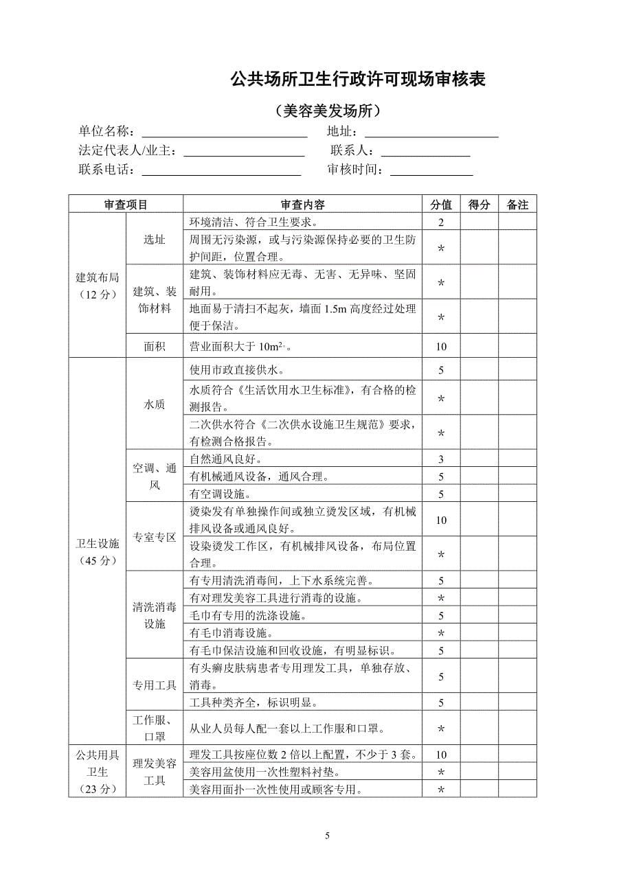 公共场所卫生行政许可现场审核表.doc_第5页