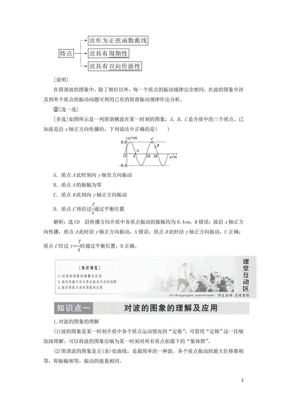 2019高中物理 第十二章 第2节 波的图象讲义（含解析）新人教版选修3-4_第2页