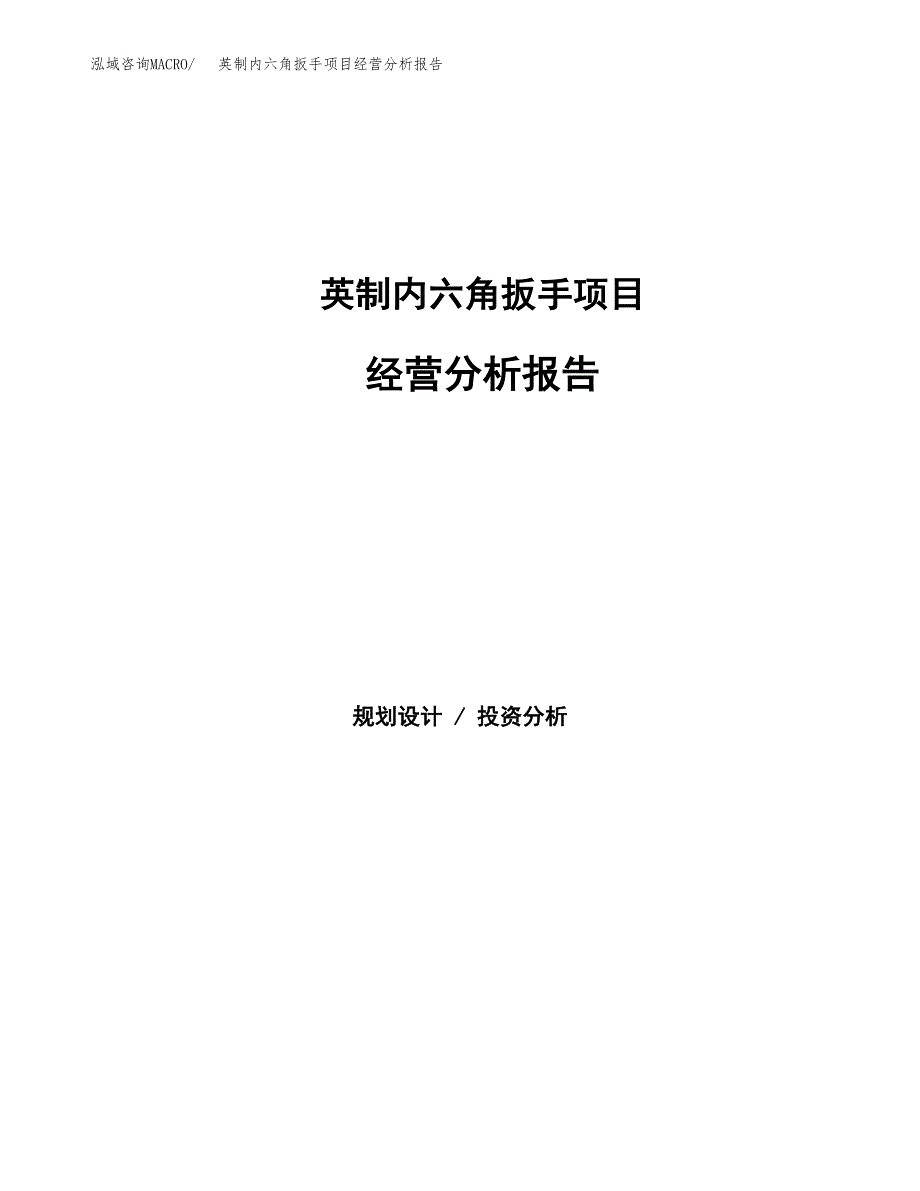 英制内六角扳手项目经营分析报告（总投资19000万元）.docx_第1页