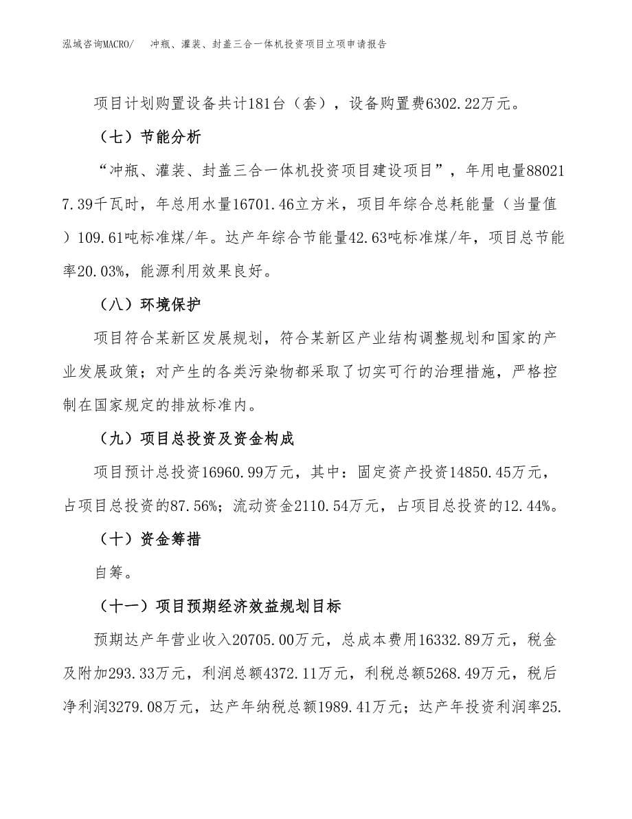 冲瓶、灌装、封盖三合一体机投资项目立项申请报告（总投资17000万元）.docx_第5页