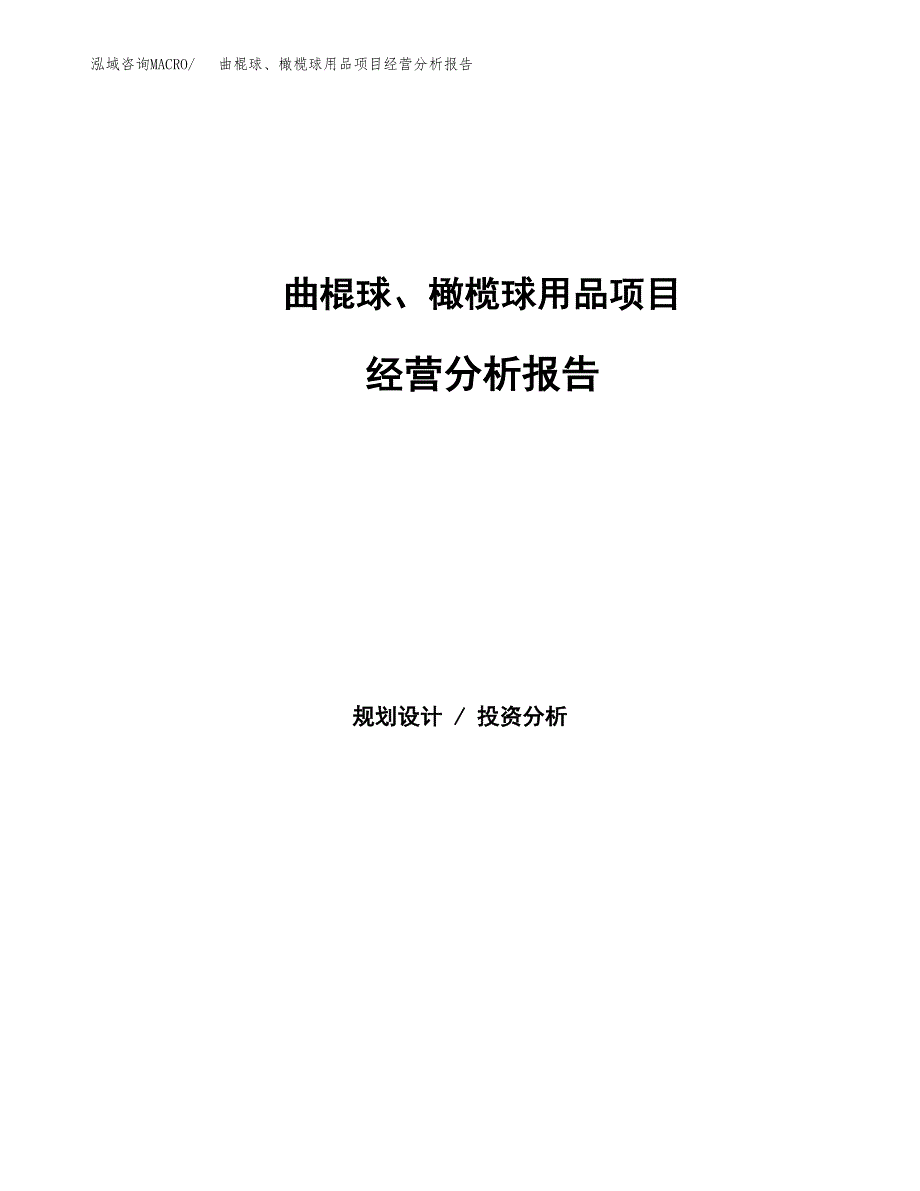 曲棍球、橄榄球用品项目经营分析报告（总投资4000万元）.docx_第1页