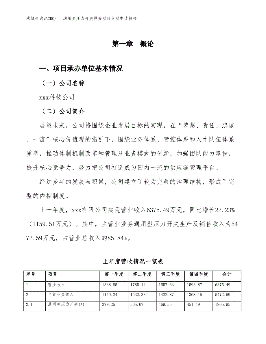 通用型压力开关投资项目立项申请报告（总投资5000万元）.docx_第2页