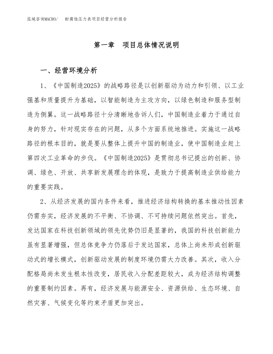 耐腐蚀压力表项目经营分析报告（总投资3000万元）.docx_第2页