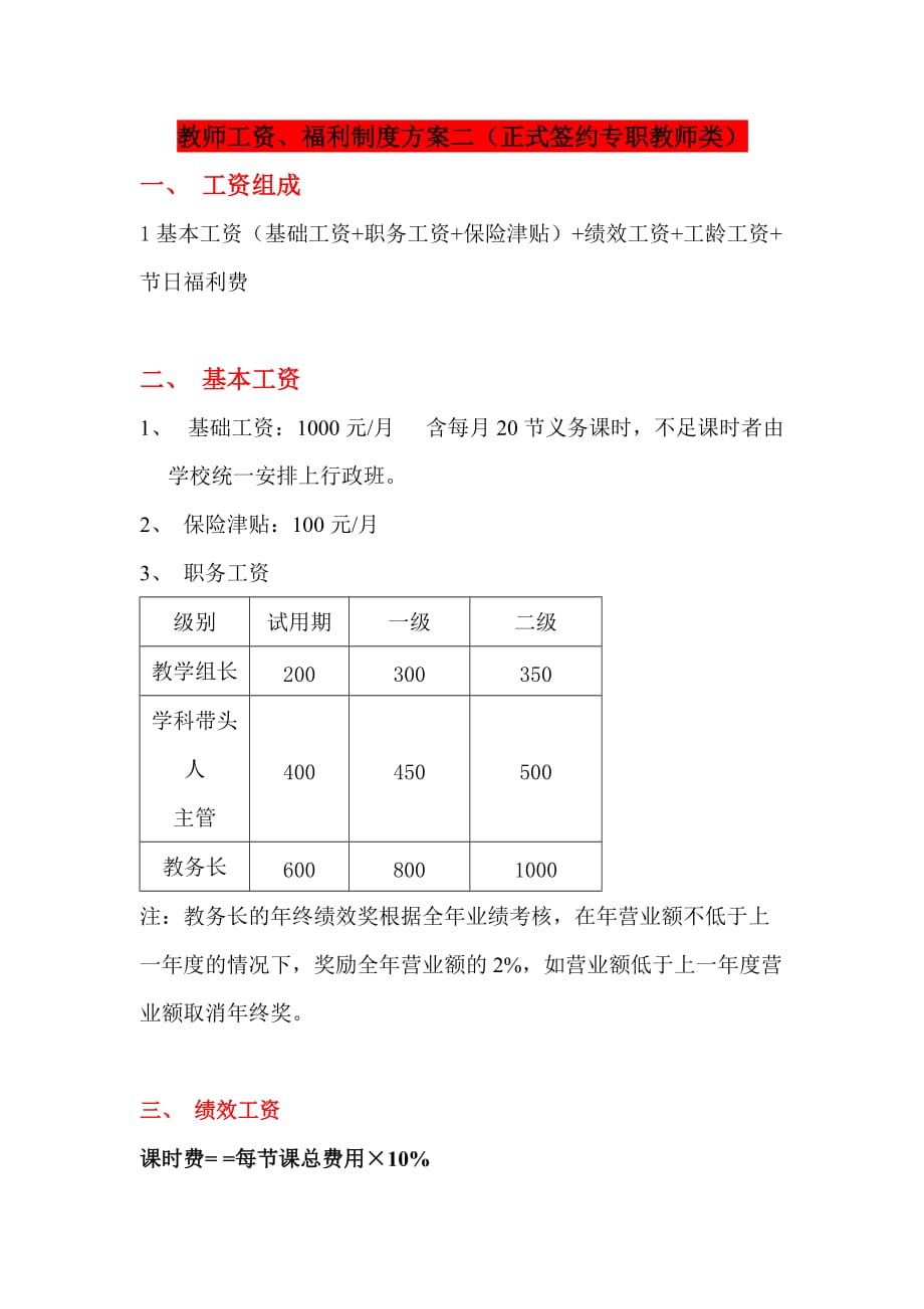 d-培训机构教师薪酬制度二)资料_第1页