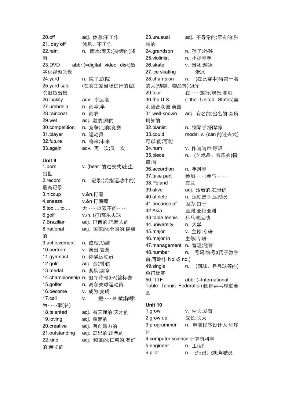 八年级人教上英语单词-修改后--秦秀玲_第5页