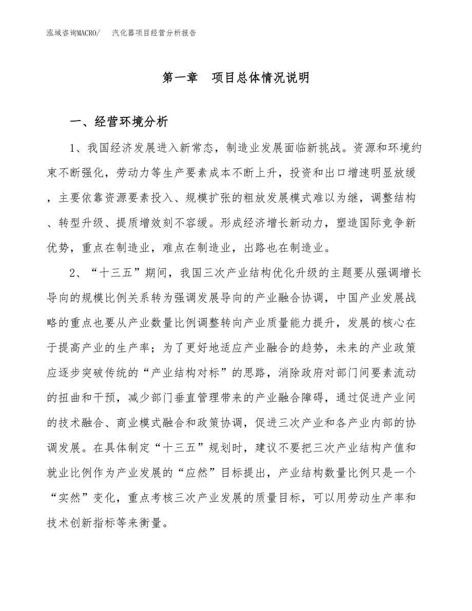 汽化器项目经营分析报告（总投资18000万元）.docx_第2页