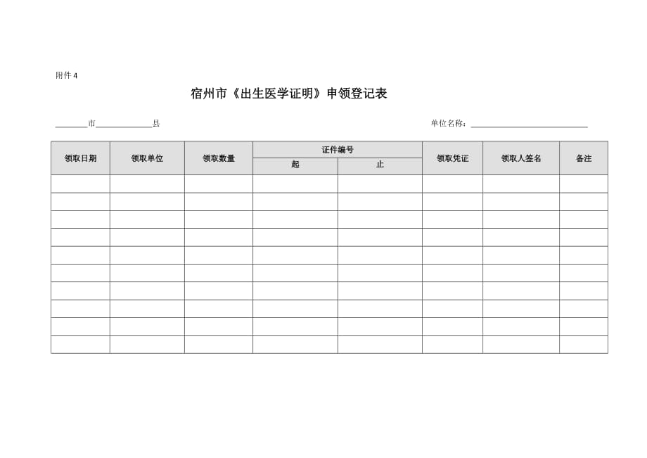 《出生医学证明》申领登记表_第1页