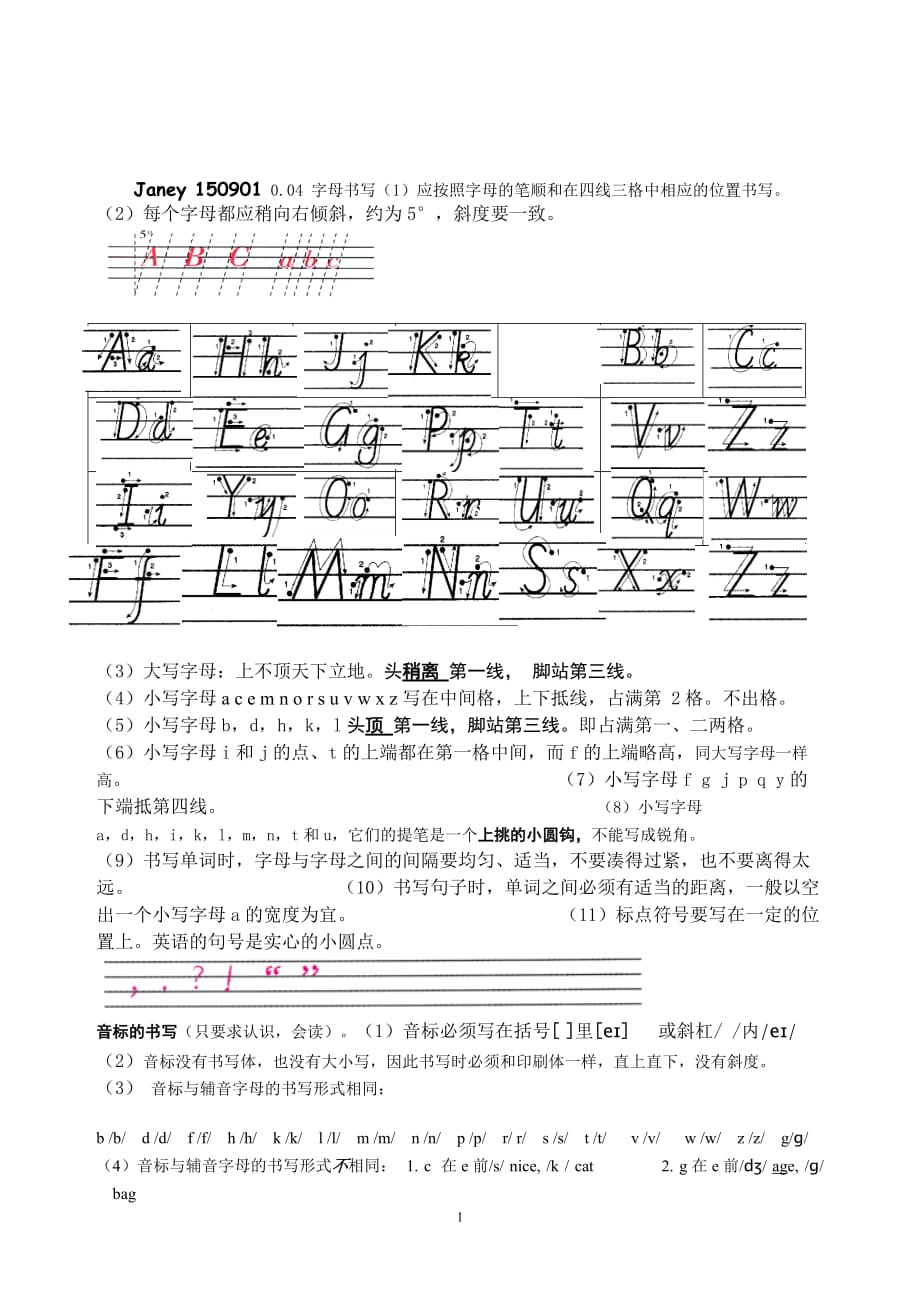 英语字母和音标的书写_第1页