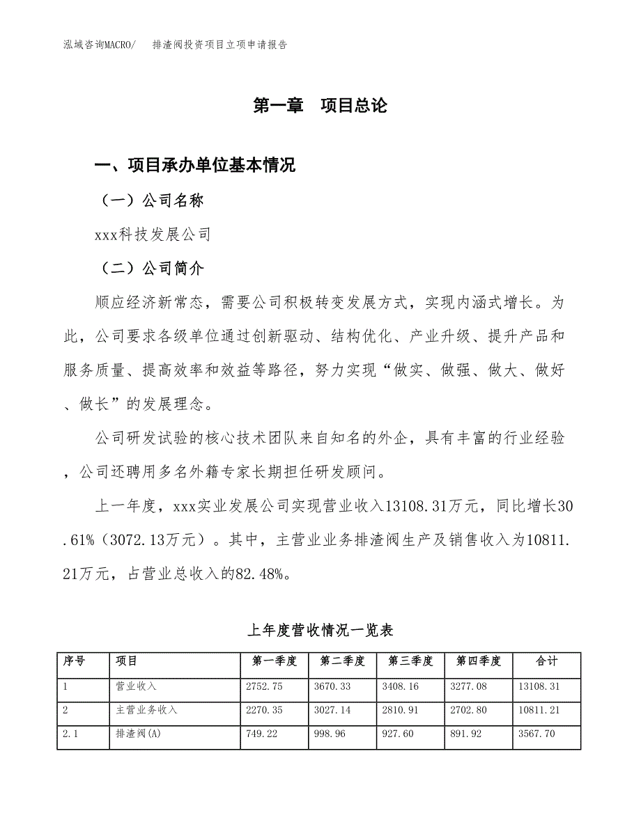 排渣阀投资项目立项申请报告（总投资12000万元）.docx_第2页