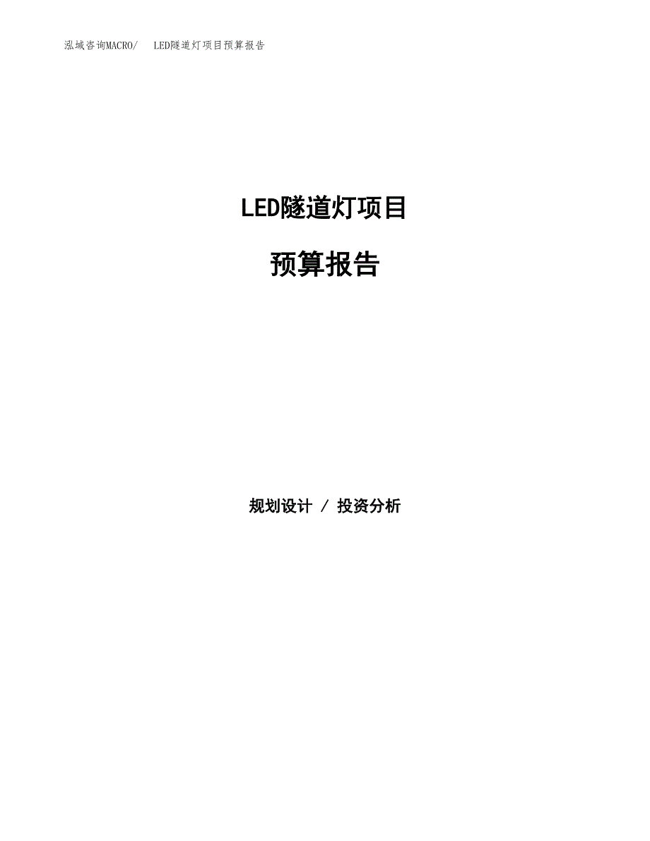 LED隧道灯项目预算报告（总投资13000万元）.docx_第1页