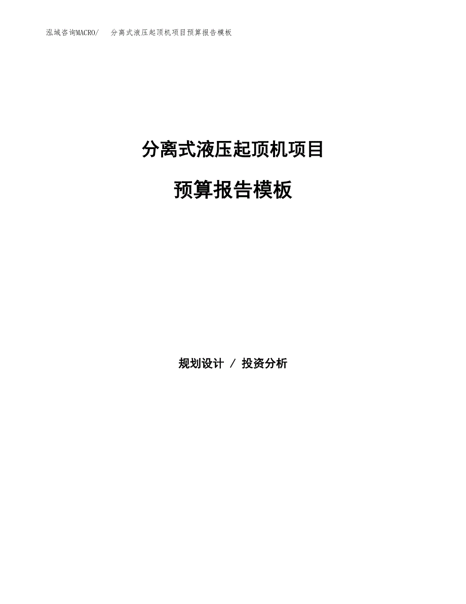 分离式液压起顶机项目预算报告模板.docx_第1页