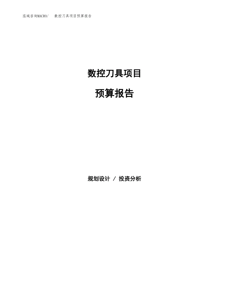 数控刀具项目预算报告（总投资10000万元）.docx_第1页