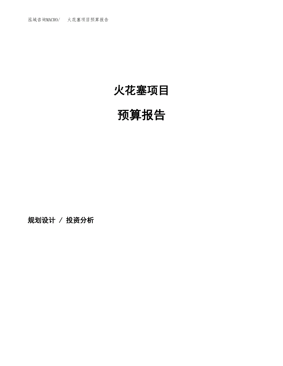 火花塞项目预算报告（总投资14000万元）.docx_第1页