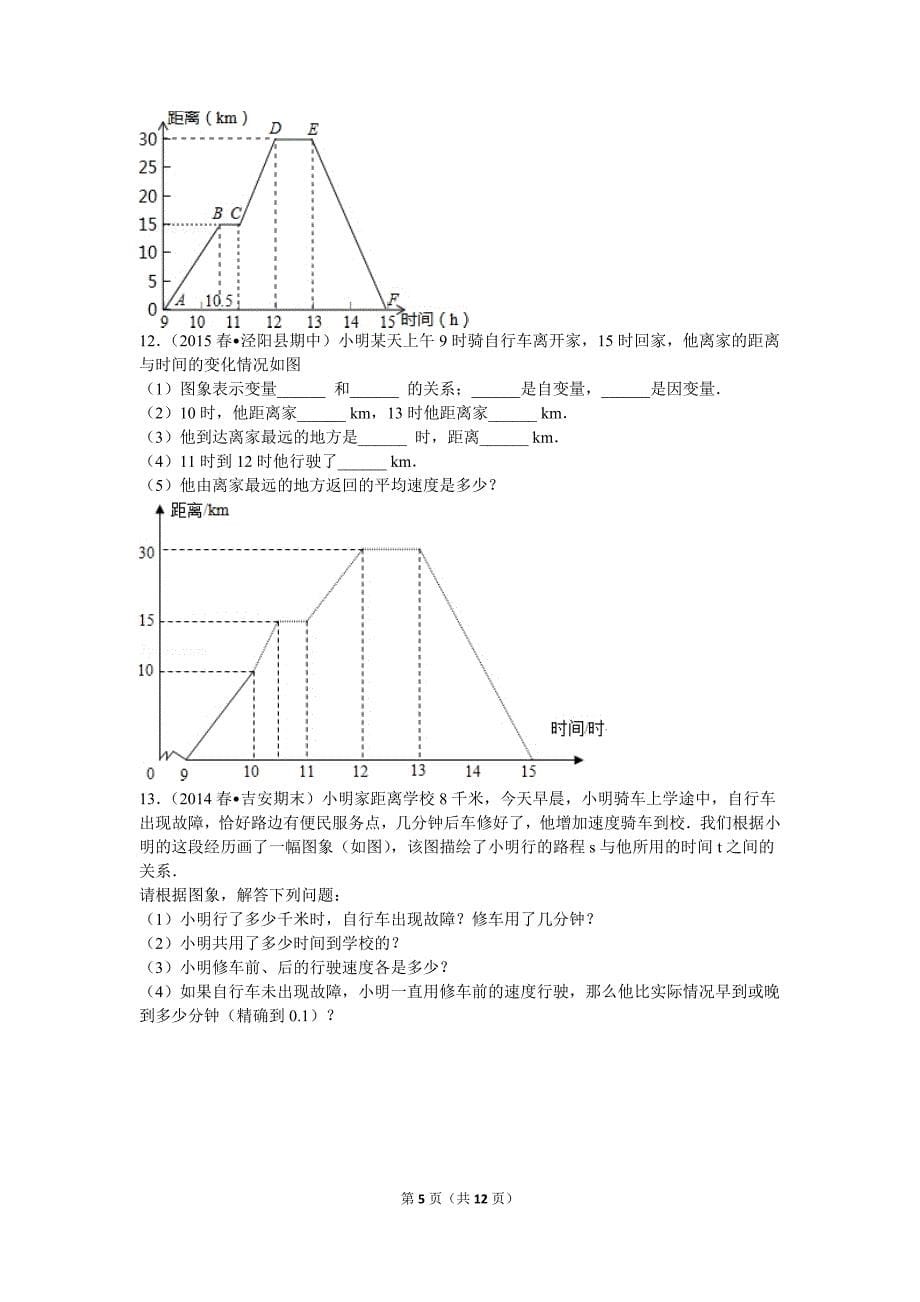 初二数学用图像表示变量间的关系解答题训练.doc_第5页