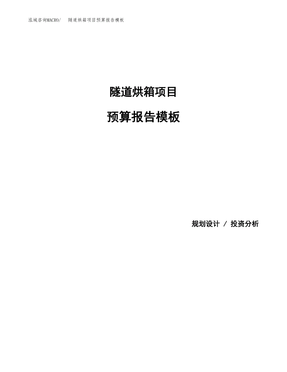 隧道烘箱项目预算报告模板.docx_第1页