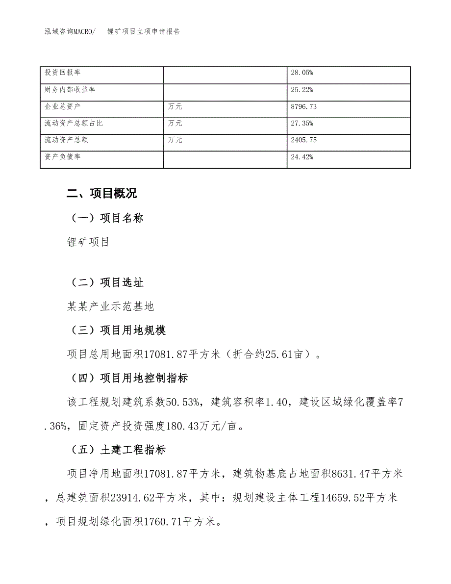 锂矿项目立项申请报告（总投资6000万元）_第4页