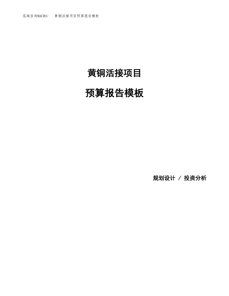 黄铜活接项目预算报告模板.docx_第1页