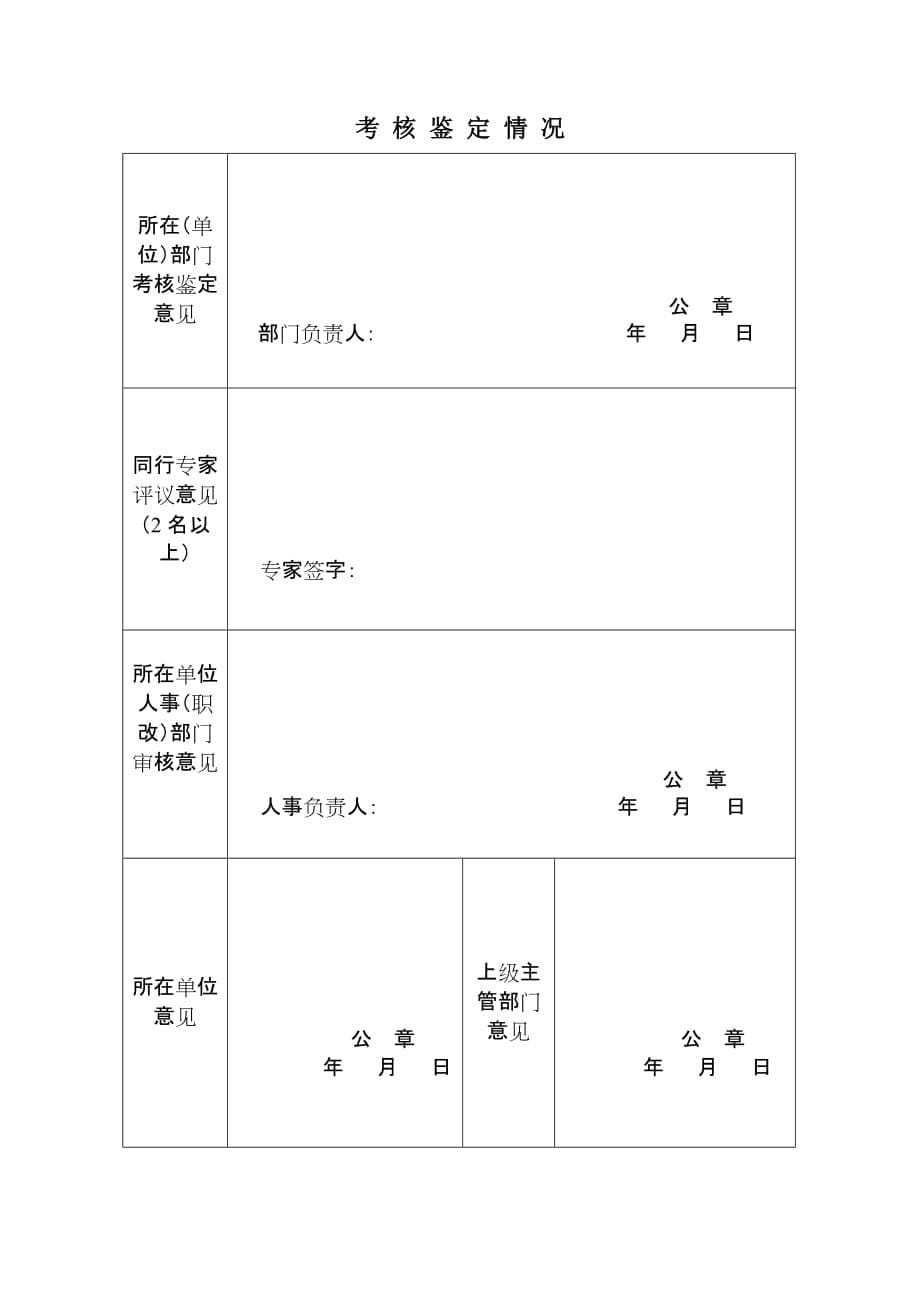 初聘专业技术职务呈报表---水利部综合事业局_第5页