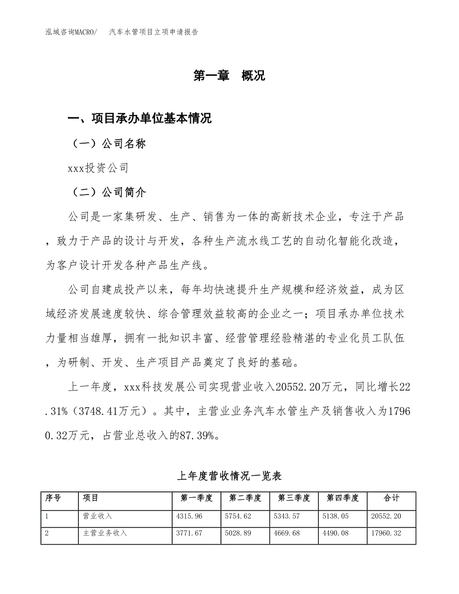 汽车水管项目立项申请报告（总投资19000万元）_第2页