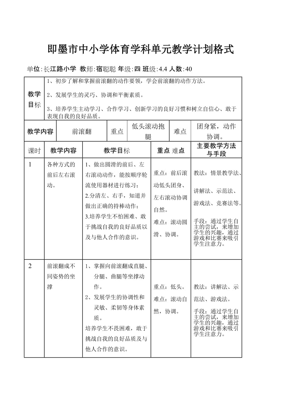 前滚翻优质课教案_第1页