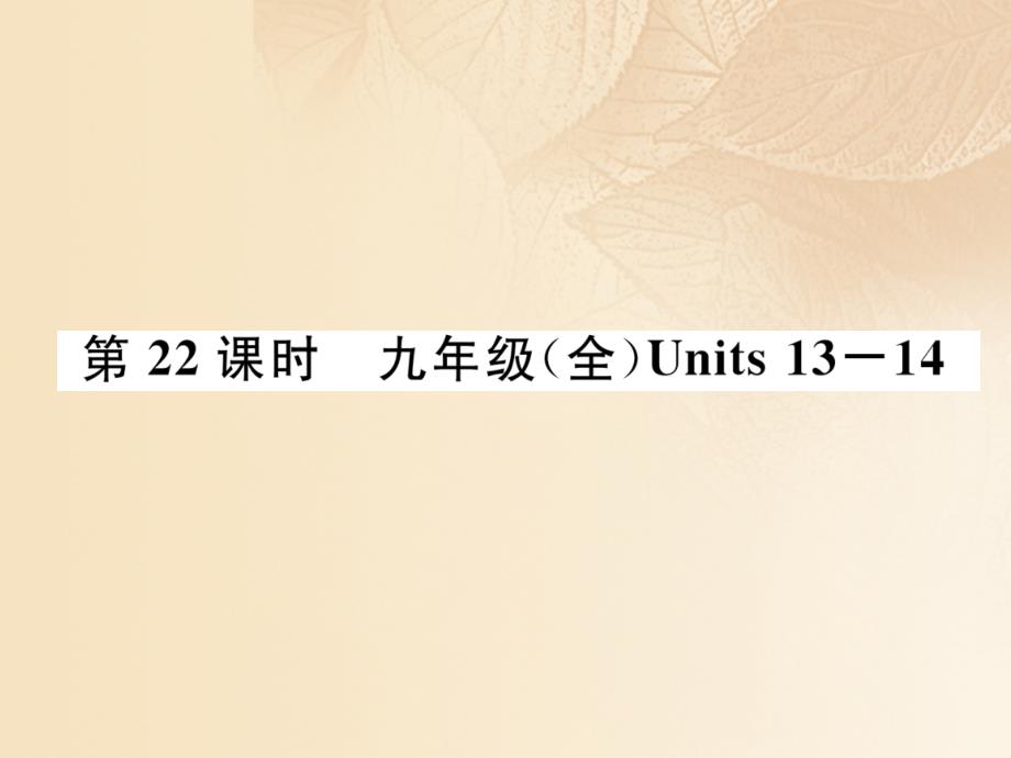 （浙江专版）2018年中考英语特训总复习 第一部分 教材知识梳理篇 第22课时 九全 units 13-14基础知识梳理课件_第1页