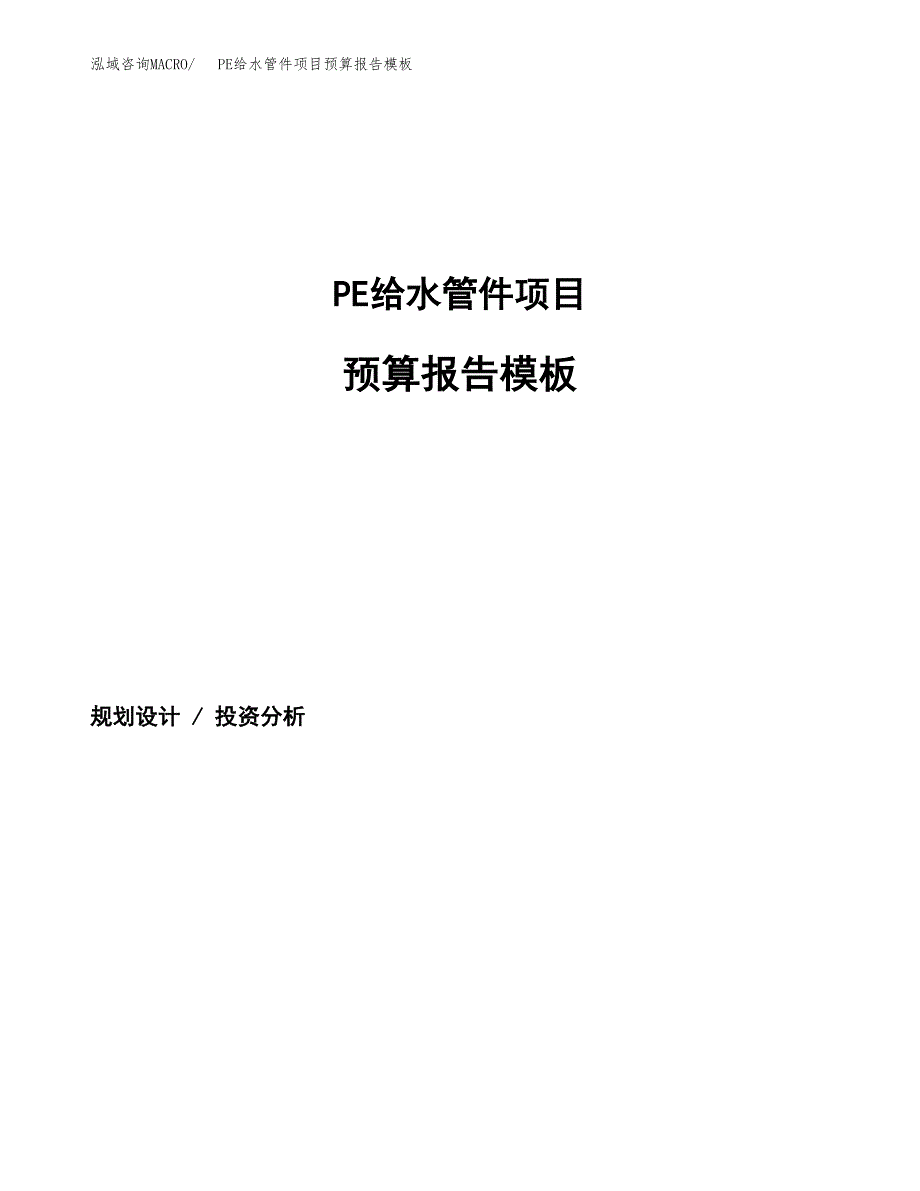 PE给水管件项目预算报告模板.docx_第1页