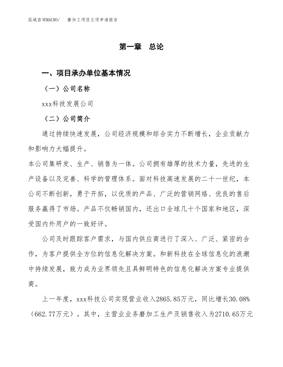 磨加工项目立项申请报告（总投资4000万元）_第2页