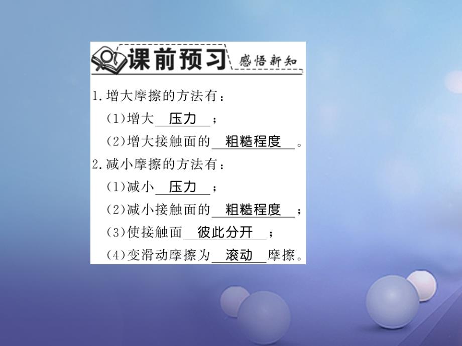 （遵义专版）2017-2018学年八年级物理全册 第六章 熟悉而陌生的力 第五节 2 增大摩擦和减小摩擦课件 （新版）沪科版_第2页