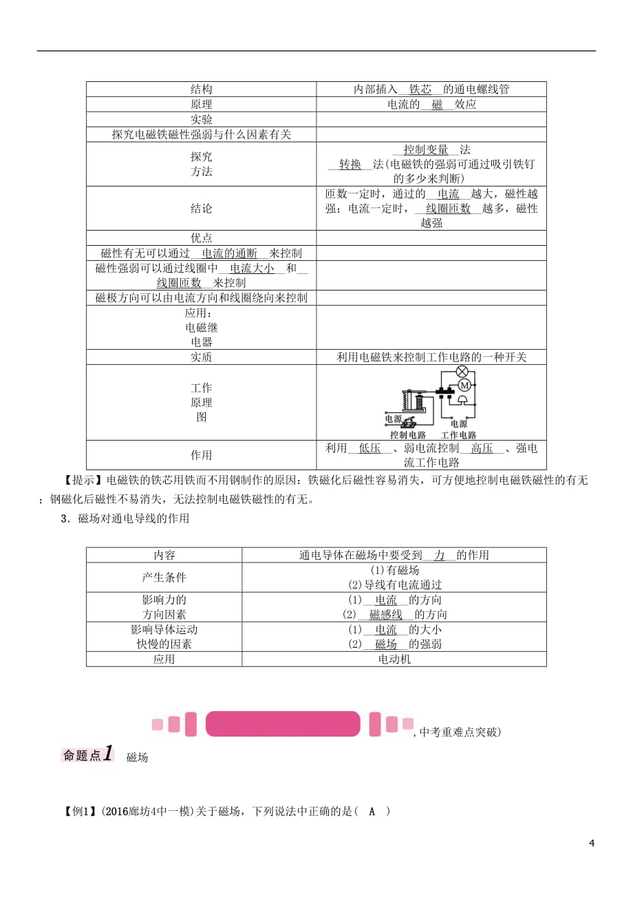 （河北专版）2017届中考物理总复习 第一编 教材知识梳理 第十六讲 电与磁 课时1 磁现象 磁场 电磁铁试题_第4页