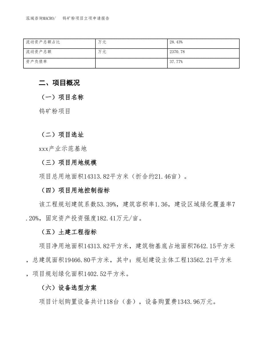 钨矿粉项目立项申请报告（总投资5000万元）_第5页