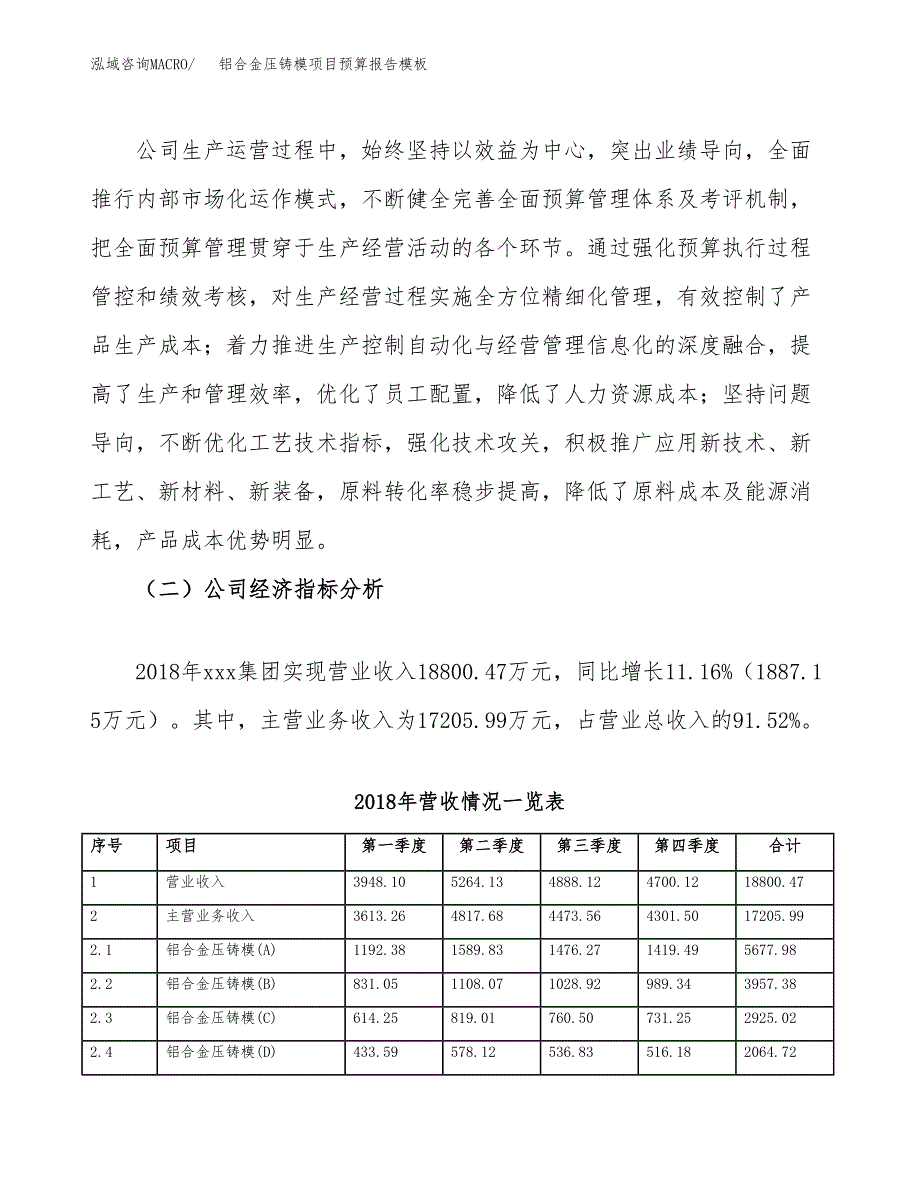 铝合金压铸模项目预算报告模板.docx_第3页