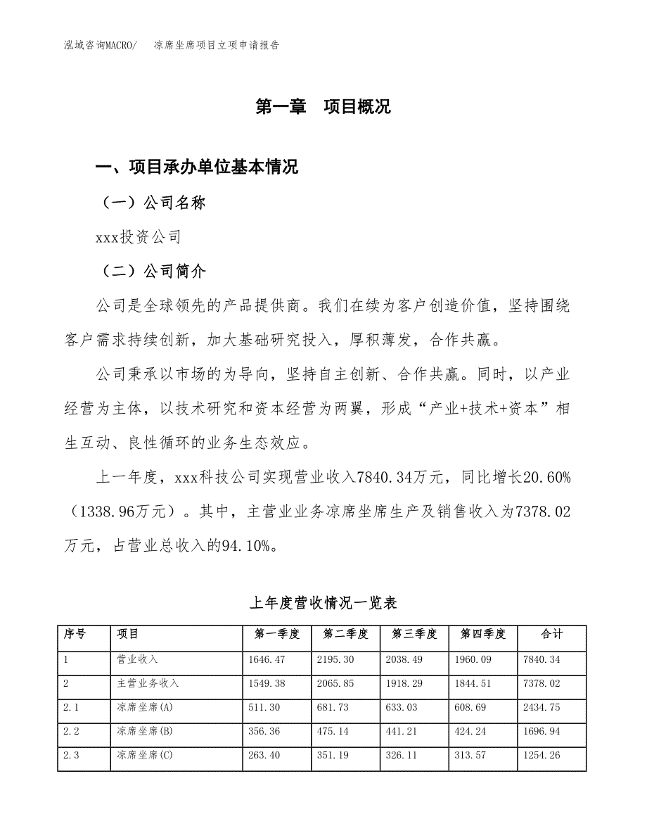 凉席坐席项目立项申请报告（总投资4000万元）_第2页