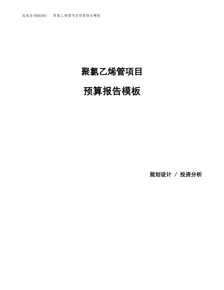 聚氯乙烯管项目预算报告模板.docx_第1页