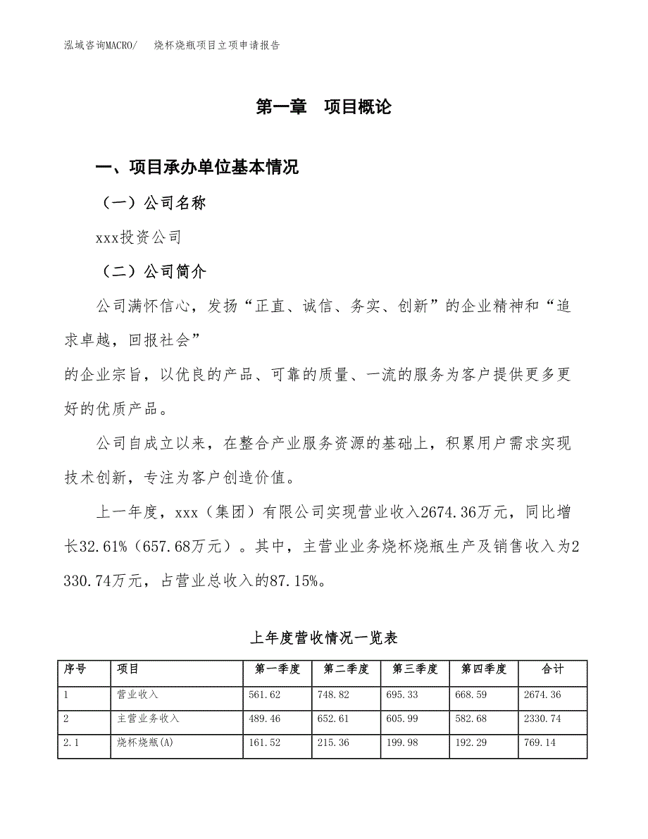 烧杯烧瓶项目立项申请报告（总投资2000万元）_第2页