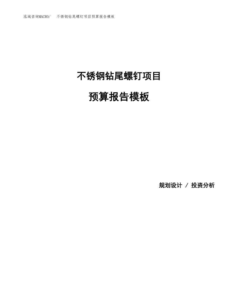 不锈钢钻尾螺钉项目预算报告模板.docx_第1页