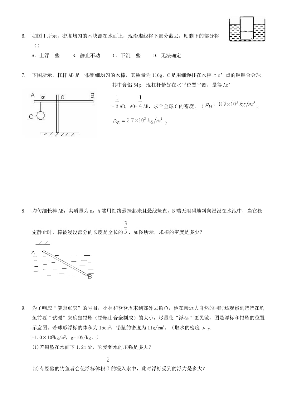 初二下学期物理提高题_第2页