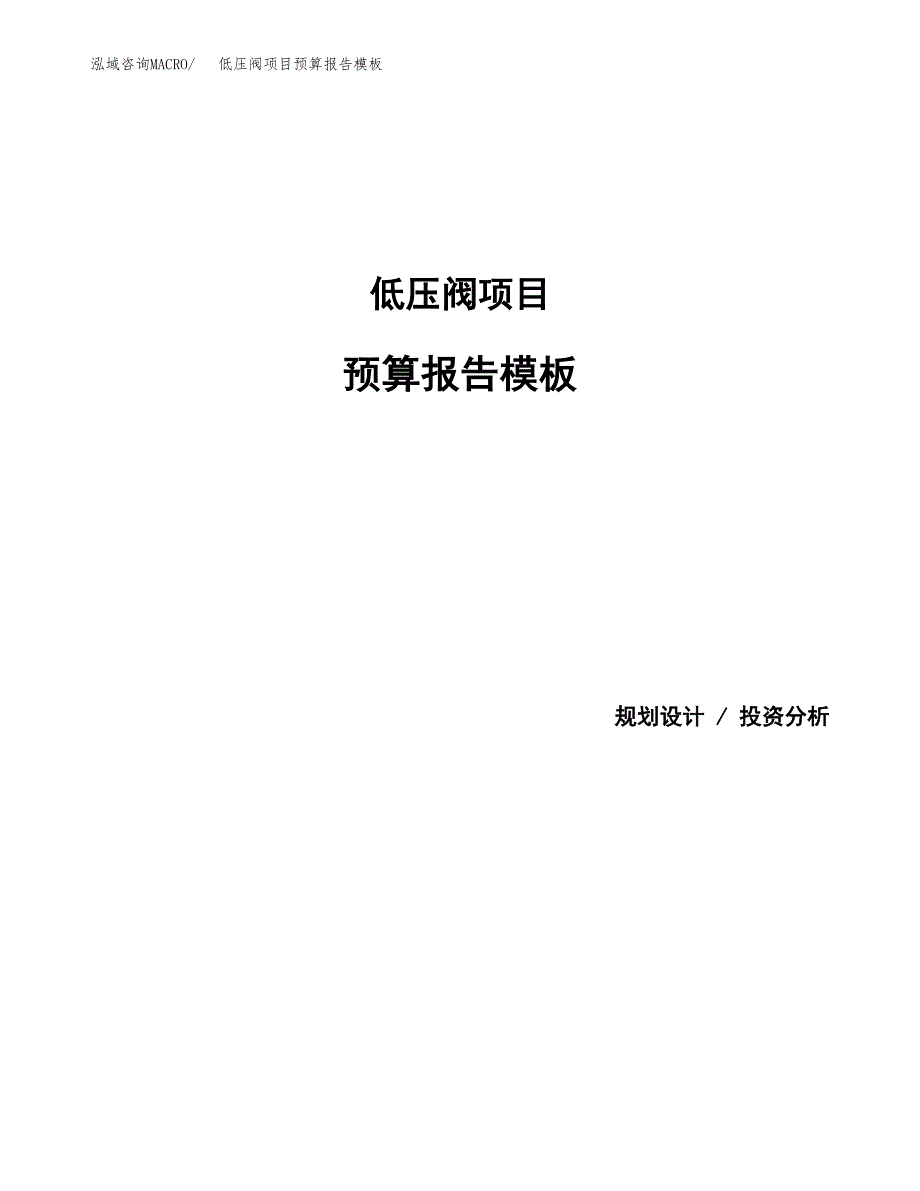 低压阀项目预算报告模板.docx_第1页