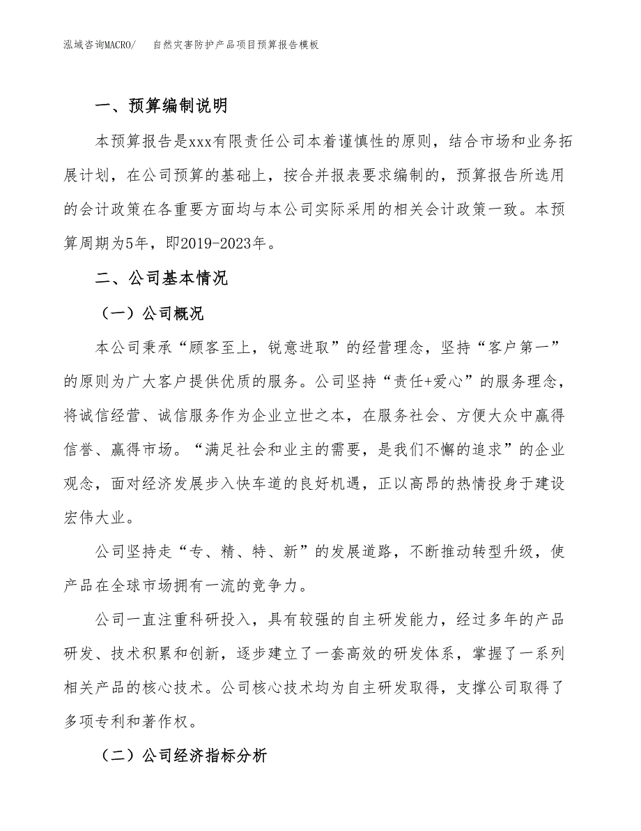 自然灾害防护产品项目预算报告模板.docx_第2页