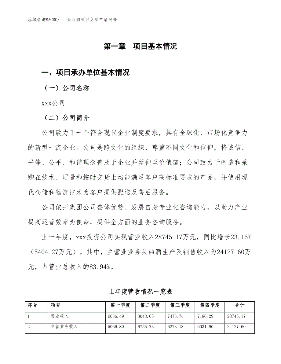 头曲酒项目立项申请报告（总投资17000万元）_第2页