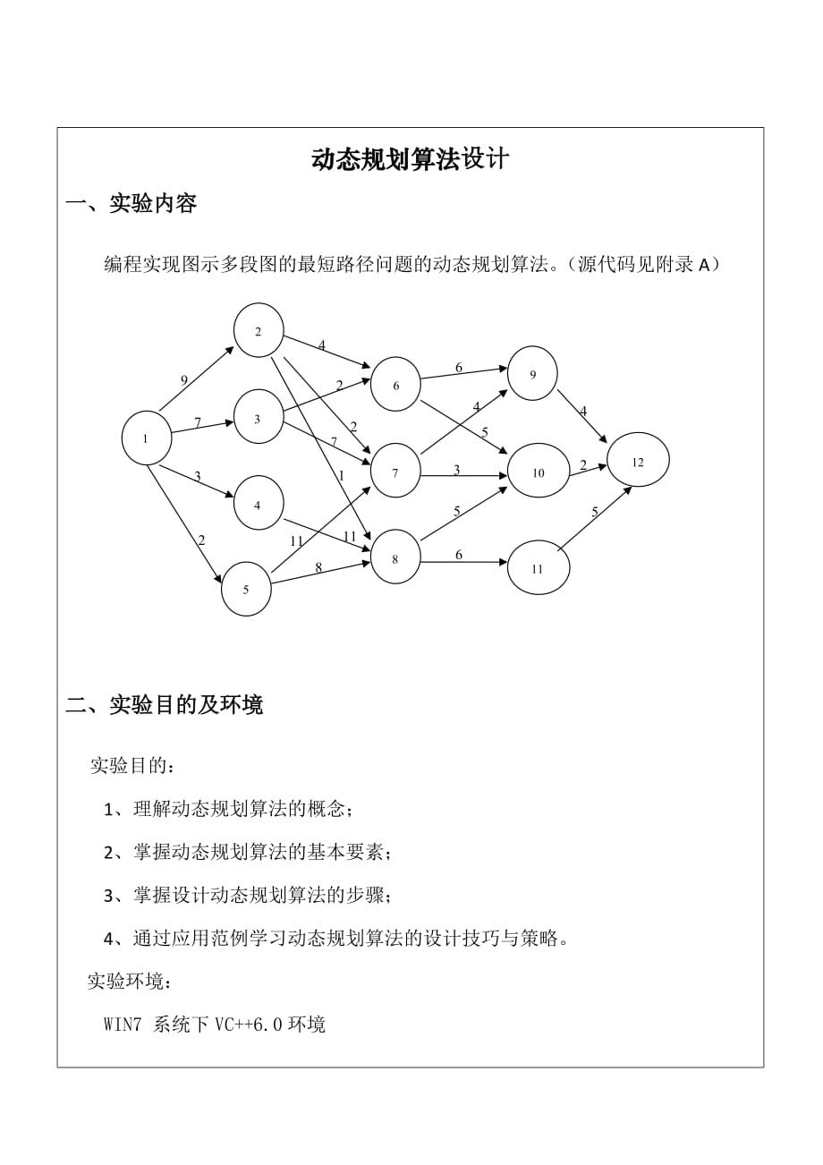 动态规划算法分析实验报告.doc_第1页