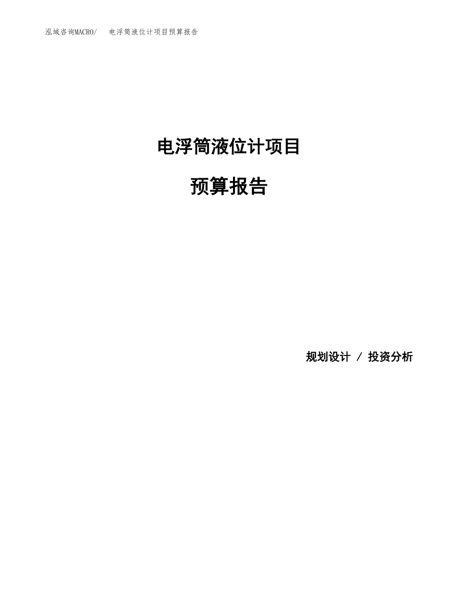 电浮筒液位计项目预算报告（总投资8000万元）.docx_第1页